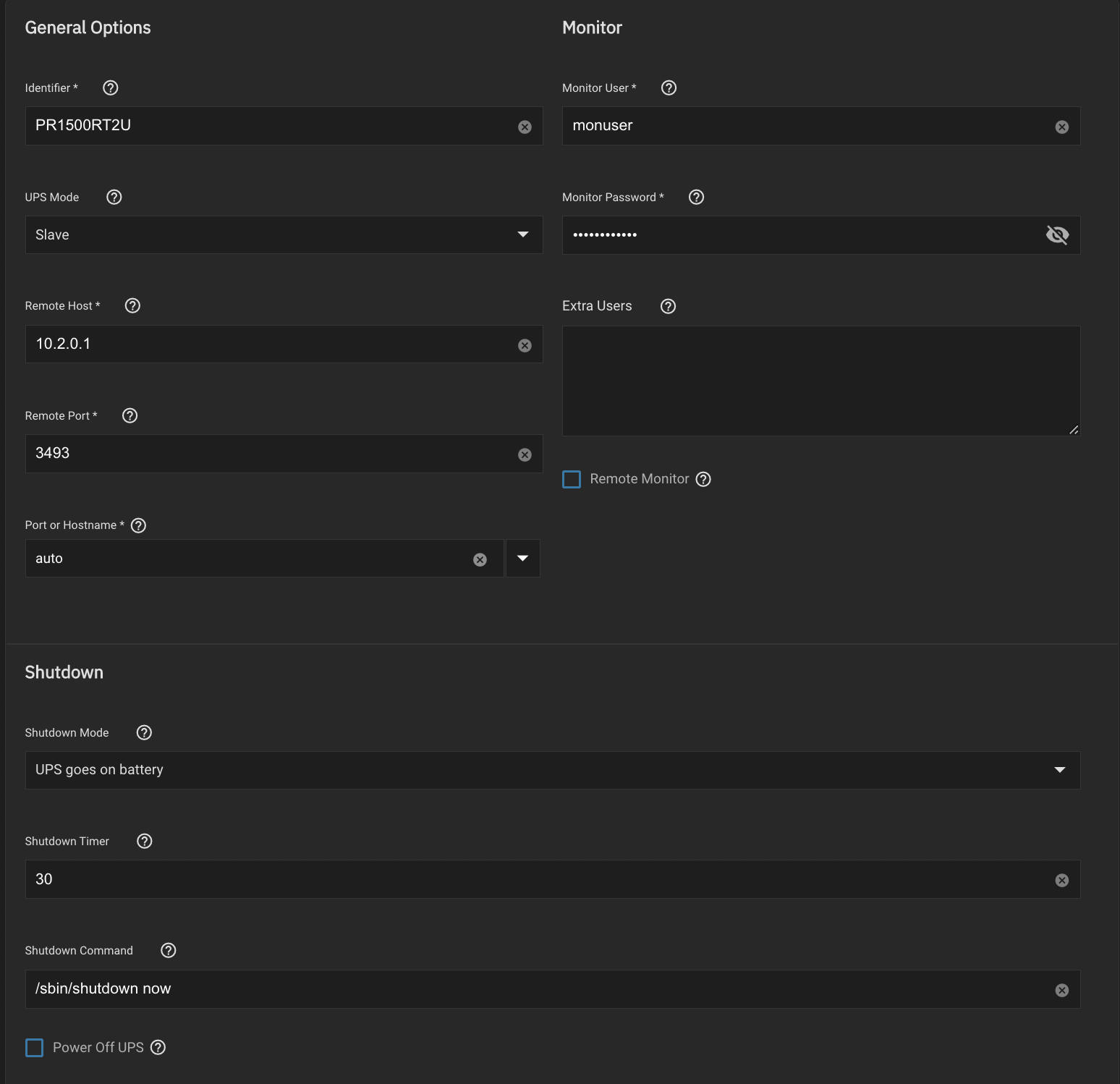 TrueNAS config